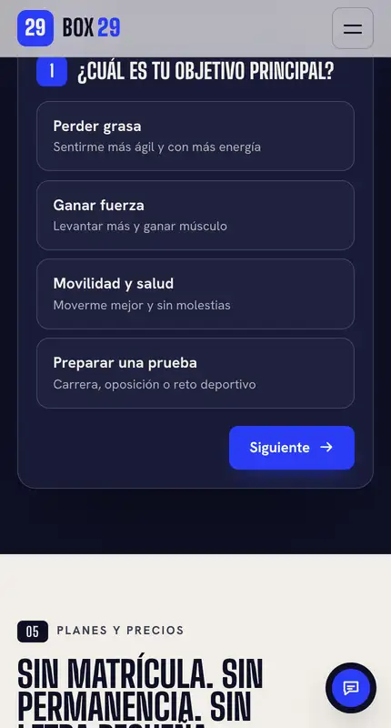 El recomendador de la demo del gimnasio propone un plan y una semana de entrenamiento