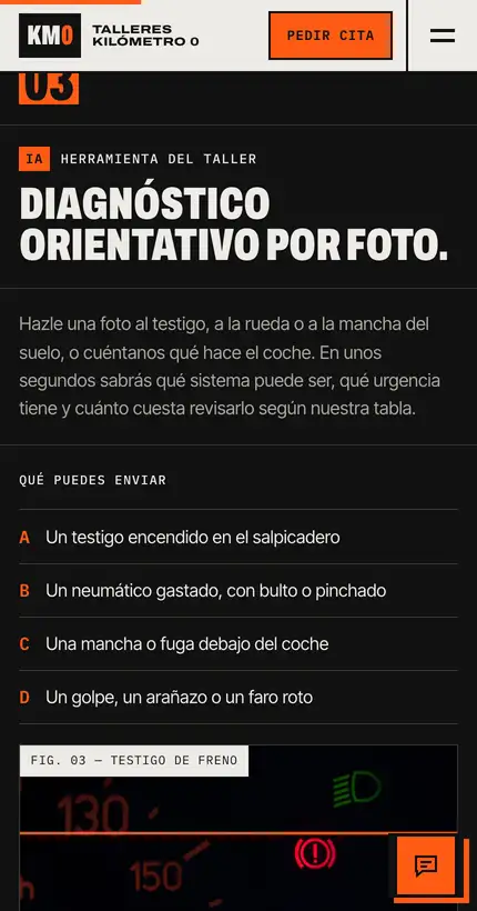 La demo del taller devuelve un informe orientativo a partir de la descripción de una avería